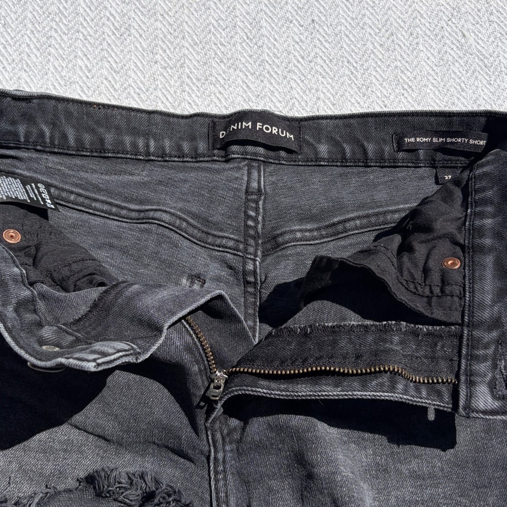 Denim Forum The Romy Slim Shorty Short.  Size 27.
Black denim cutoffs. - Picture 9 of 13